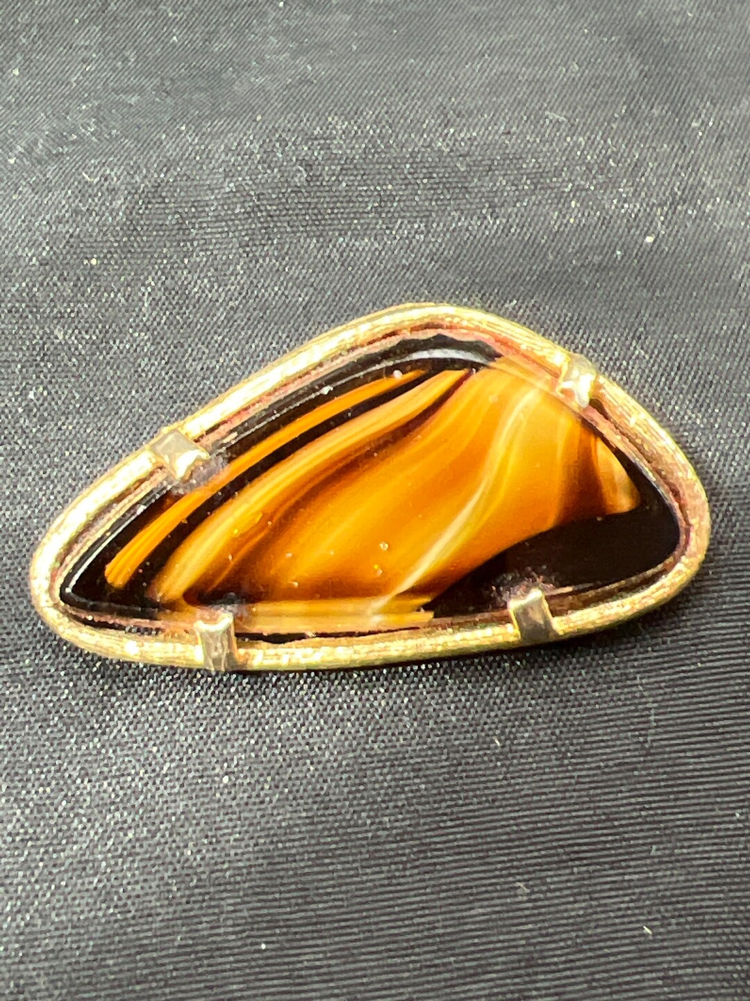 Broche En Agate - Bijou Occasion, Pierre Naturelle, Fabriquée En France