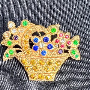 Czech metal and glass brooch