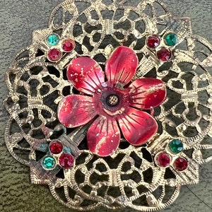 metal and glass Czech brooch