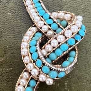 metal turquoise and seed pearl