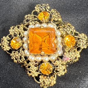metal and glass Czech brooch