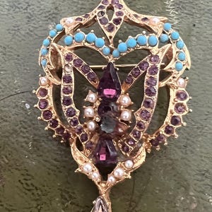 A metal glass turquoise and seed pearl
