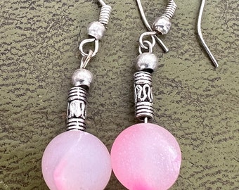 pink glass earrings