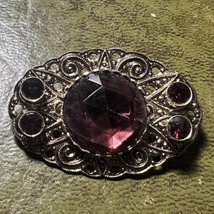 metal and glaaa Czech brooch