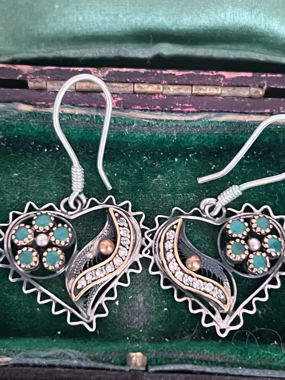 stunning solid silver and glass drop earrings - image 2