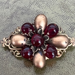 stunning Czech metal and glass brooch