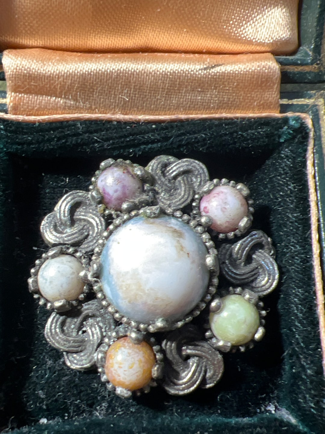 Broche écossaise Ancienne En Argent Sterling Avec Citrine Et Agate - Style Victorienne - Occasion