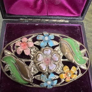 Stunning metal enamelled Czech brooch