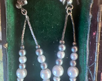 Stud faux pearl dangle earrings