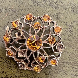 metal and glass Czech brooch some loss