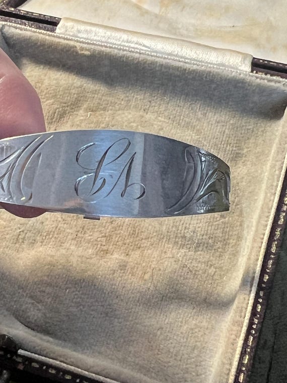 stunning victiruan solid silver adjustable bangle - image 2