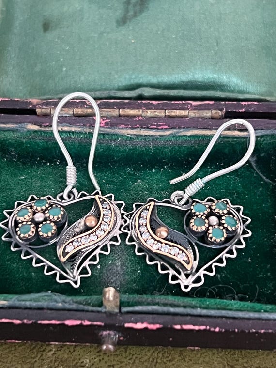 stunning solid silver and glass drop earrings - image 1