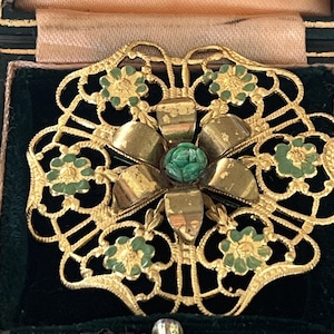 metal and enamel Czech brooch