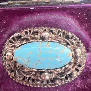 Pretty metal and Peking glass brooch