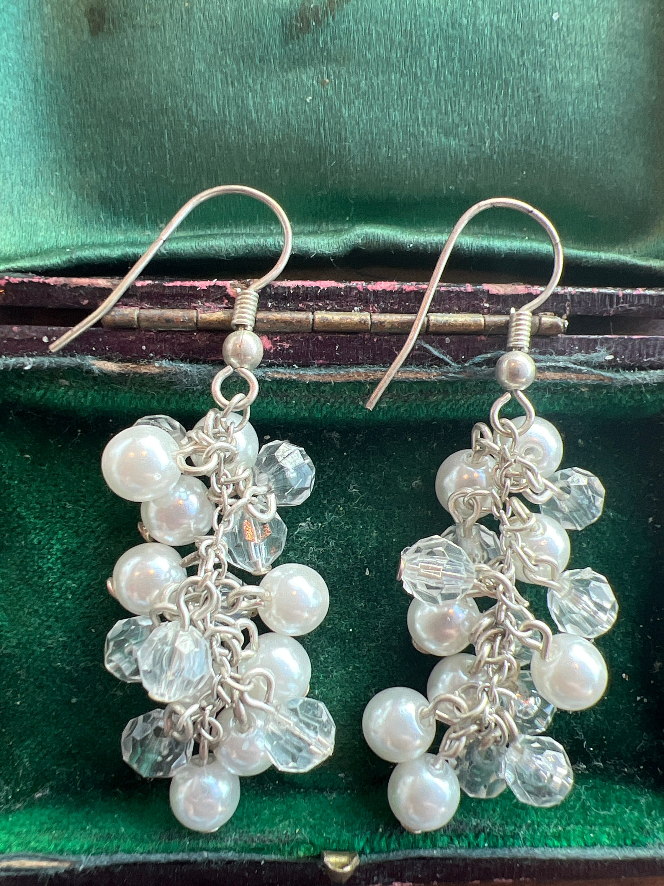 Austrian pear crystal earrings, bridal - Petite crystal cluster and pear  drop earrings - Style #2130 | Twigs & Honey ®, LLC