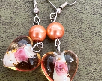 stunning glass heart earrings