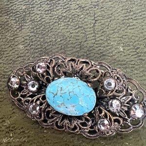 metal  and glass Czech brooch