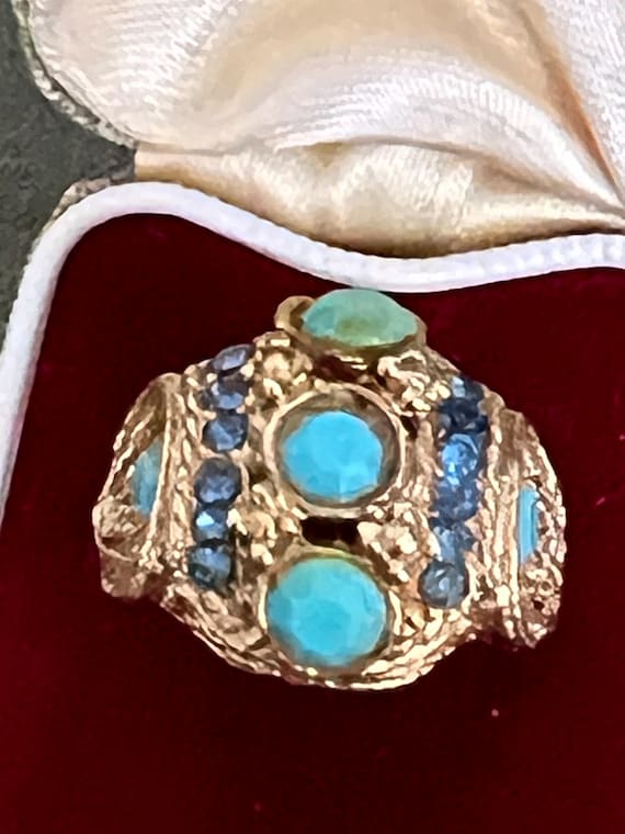 Metal and Faux Turquoise Ring Size P Etsy