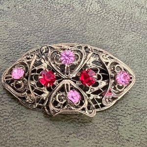 pretty metal and glass Czech brooch