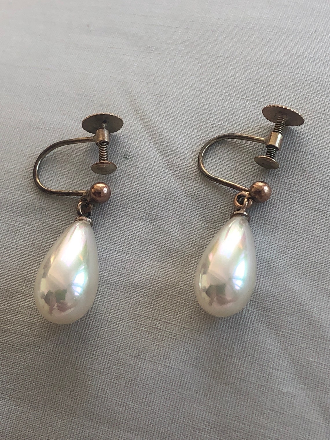 10 ct gold screw back Victorian pearl earrings Etsy