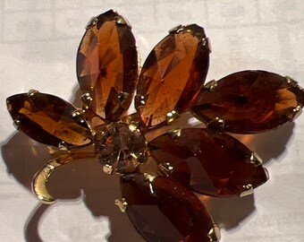 Citrine glass brooch