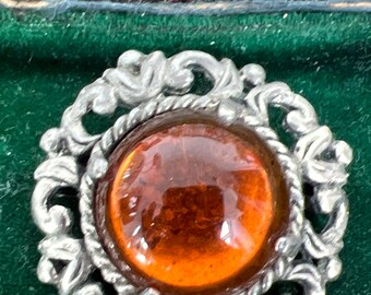 Metal and citrine glass brooch 1950