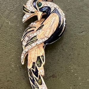 metal enamel and glass parrot