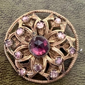 Czech metal and glass brooch