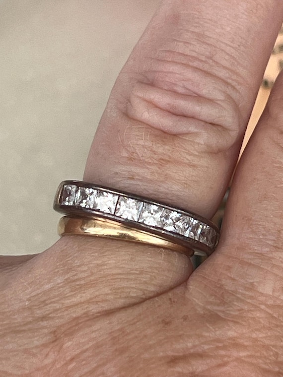 solid silver size O glass ring - image 2