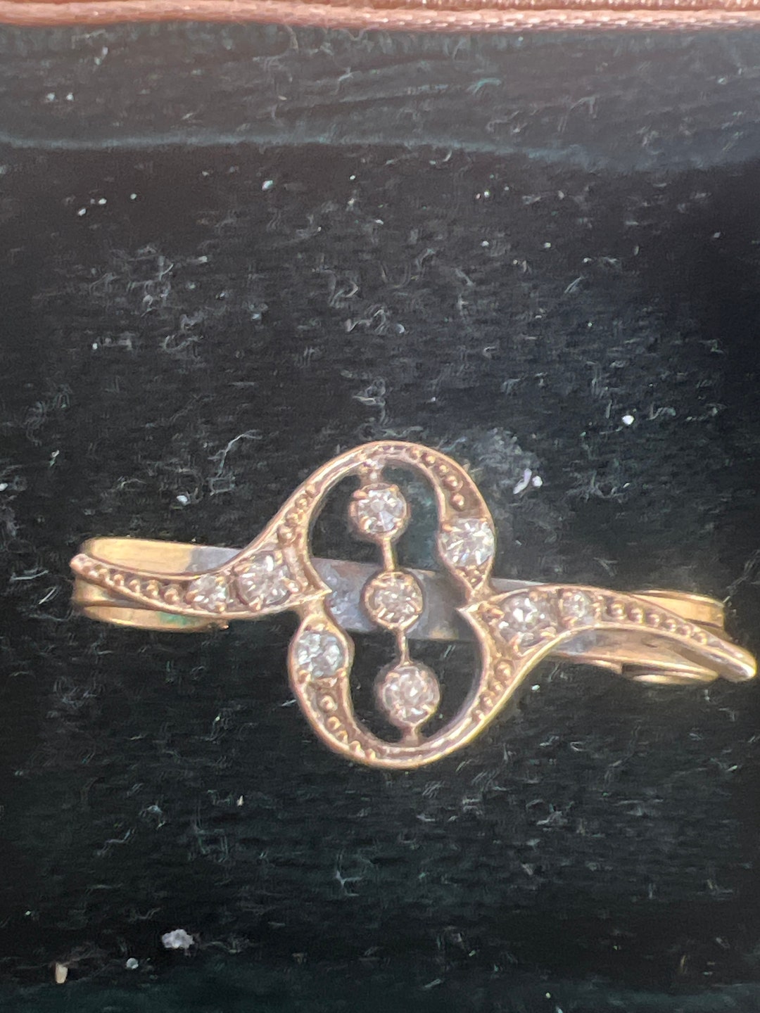 Broche Vintage Barrette Métal Doré Avec Pierre Bleue - Bijou Fantaisie Ancien