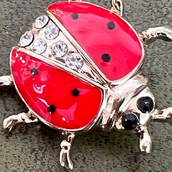 metal enamel and paste ladybird brooch