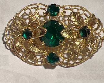 Metal and glass Czech brooch