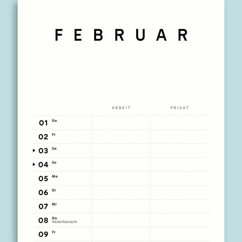 Jahresplaner Nr. 02 / 1 oder 2 Spalten / Single und/oder Paarkalender / Ab sofort Bild 10