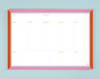 Wochenplaner (No. 21) / Personalisierbar / Bunter Wochenplaner – rot-pink / A4
