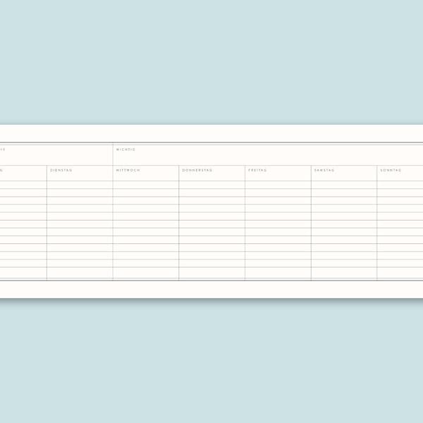 Schmaler Wochenplaner / Tastaturplaner – perfekt für den Arbeitsplatz