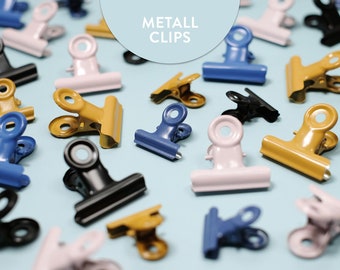 Metall-Clips in schwarz, blau, curry und altrosa / verschiedene Größen