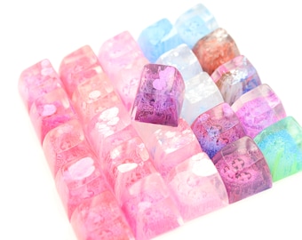 Keycaps for Decorative Mechanical Keyboards Interesting 1U Keycaps SSSLG Keycaps 4 Different Patterns,4 Handmade Resin Keycaps