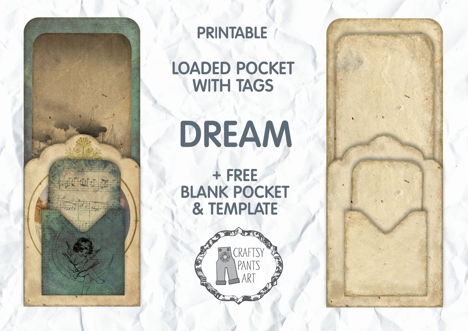 Dream: 2 Printable Junk Journal Loaded Pocket Tags Loaded - Etsy UK