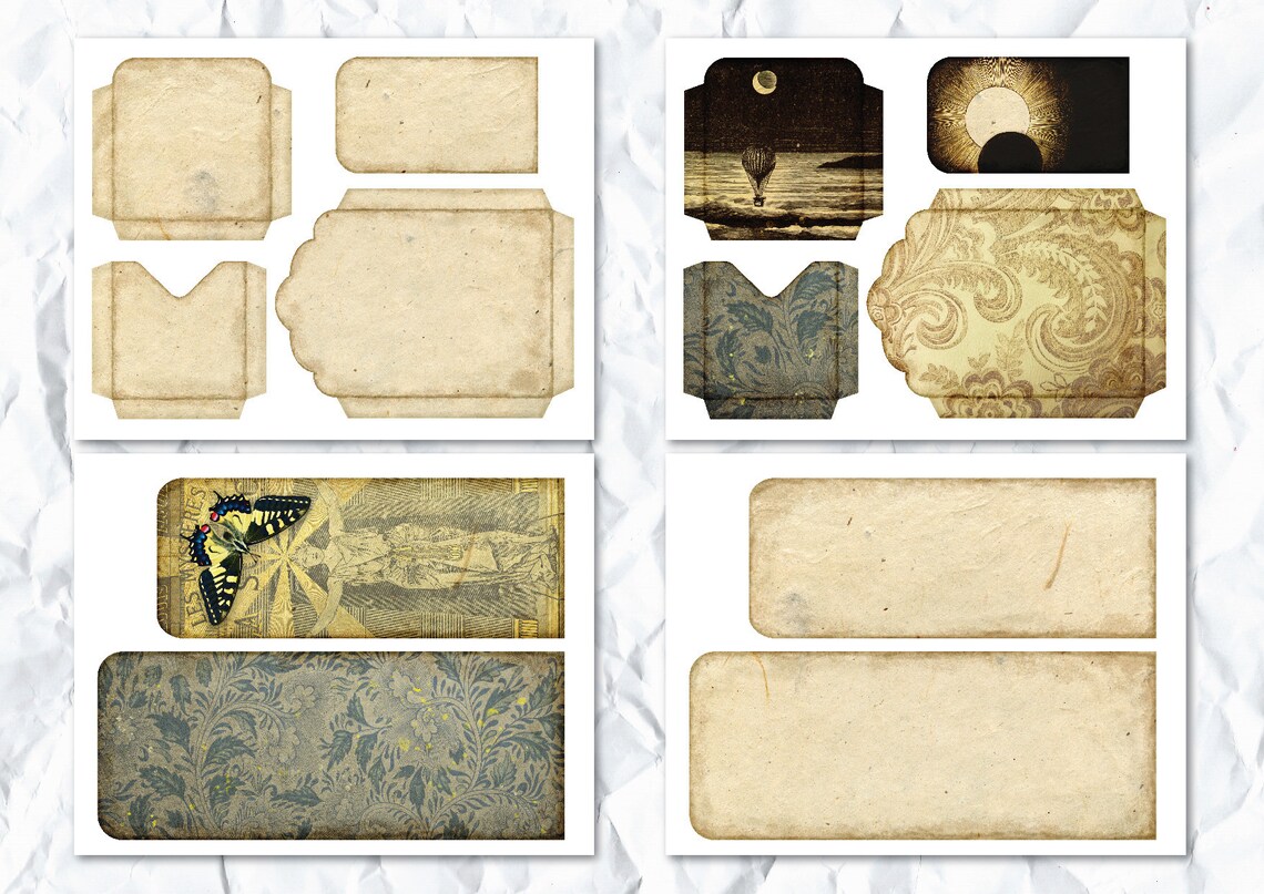 2 Printable Junk Journal Loaded Pocket Tags Loaded Envelope - Etsy
