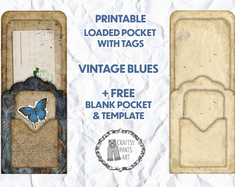 2 Printable Junk Journal Loaded Pocket Tags Loaded Envelope | Etsy