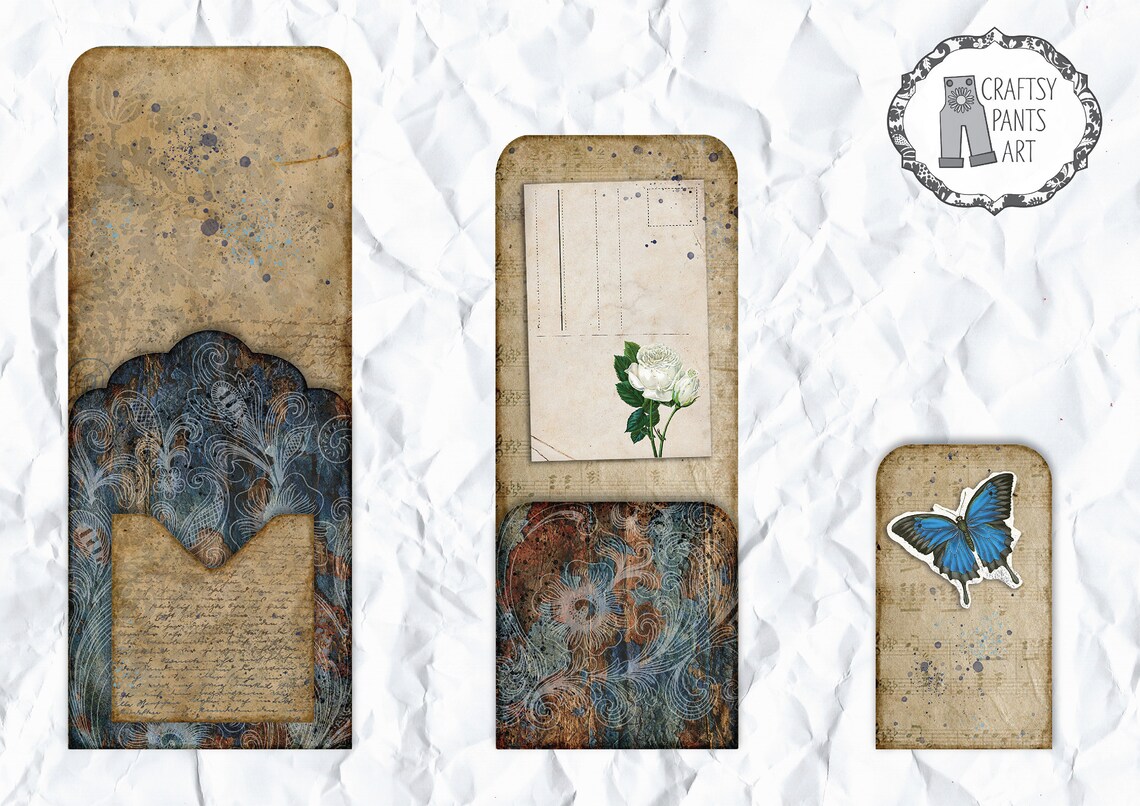 2 Printable Junk Journal Loaded Pocket Tags, Loaded Envelope, Ephemera ...