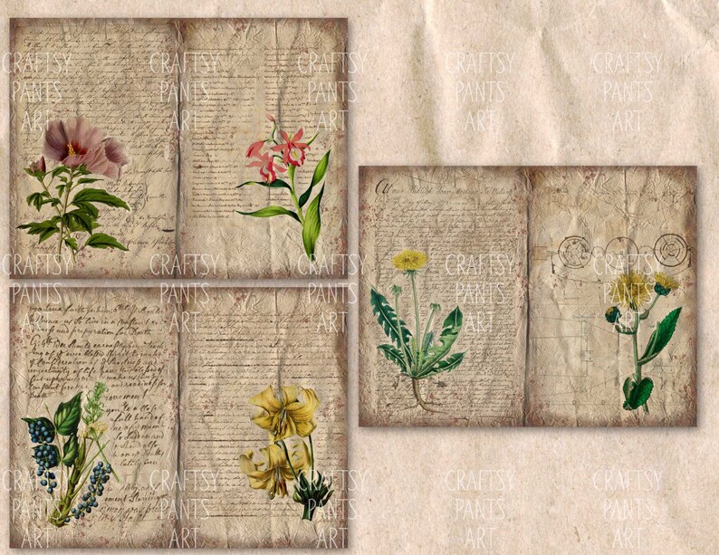 VINTAGE FLOWERS 12 Sheets Massive Printable Junk Journal Etsy
