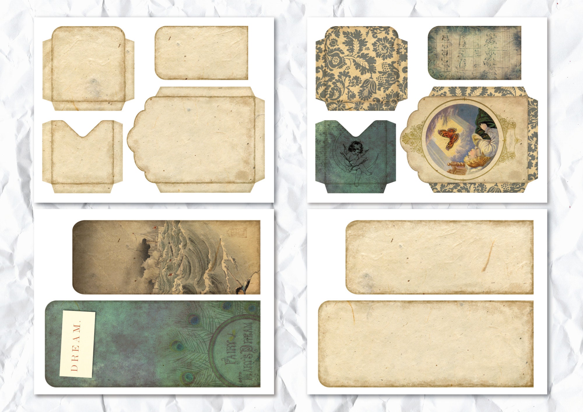 Dream: 2 Printable Junk Journal Loaded Pocket Tags Loaded - Etsy UK