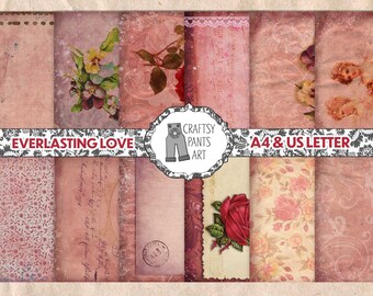 EVERLASTING LOVE 6 Printable Junk Journal kit with Double Pages, Travel Journal kit