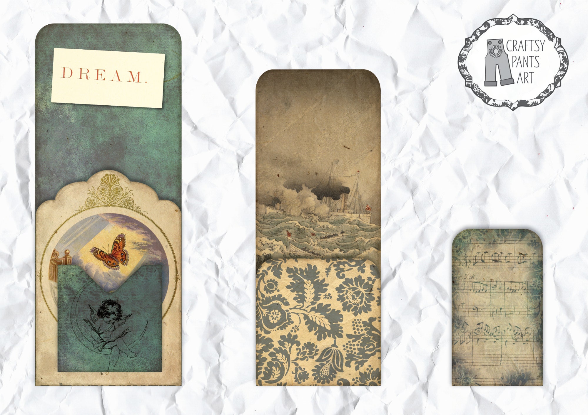 Dream: 2 Printable Junk Journal Loaded Pocket Tags Loaded - Etsy UK