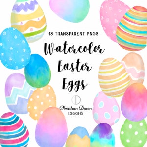 Watercolor Easter Eggs Clipart - Instant Download - Easter Eggs - Transparent PNGs - Spring
