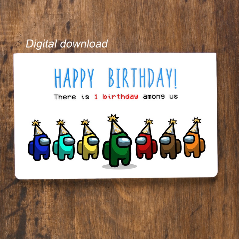 Among Us Birthday Card Printable