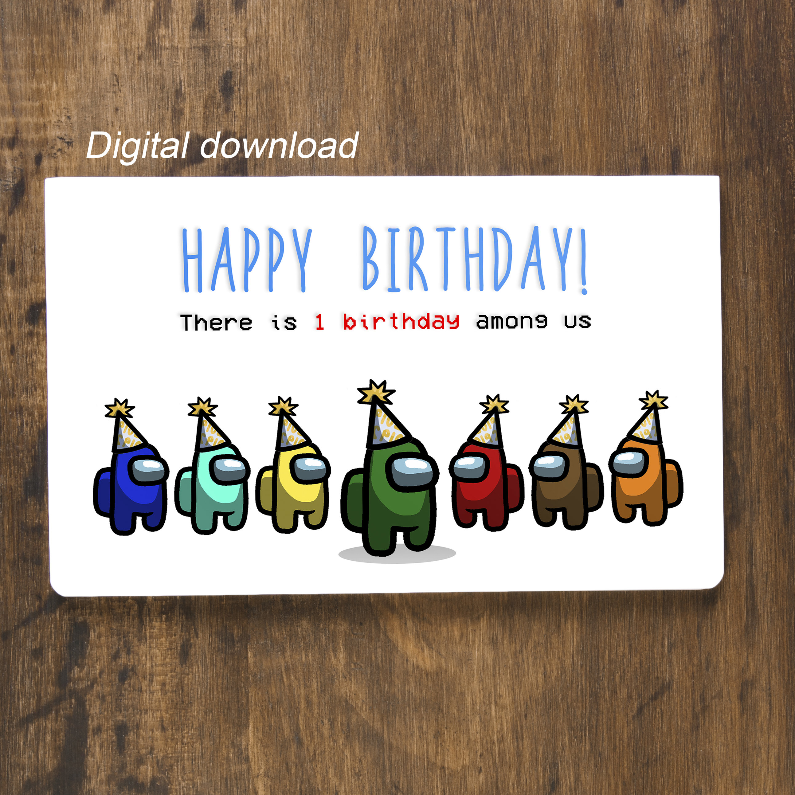 Among Us Birthday Card Printable Digital Download Gift | Etsy