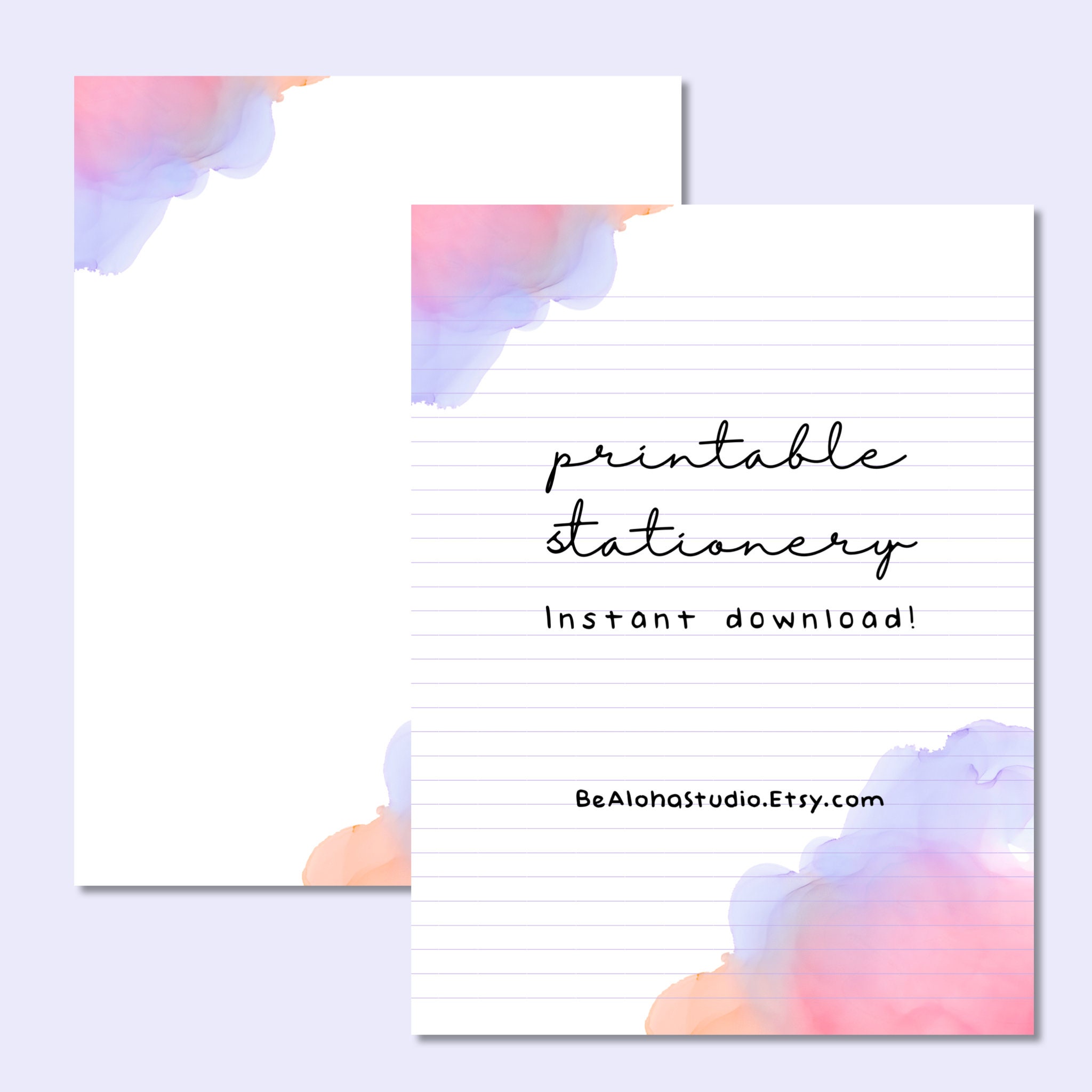 Printable Stationery Watercolor Wash Pastels Lined - Etsy UK