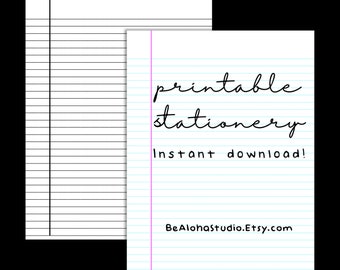 Printable Folder Paper, Lined Paper, Black Lined Paper, Handwriting Guide, Instant Download, Lined Paper, Ruled Paper